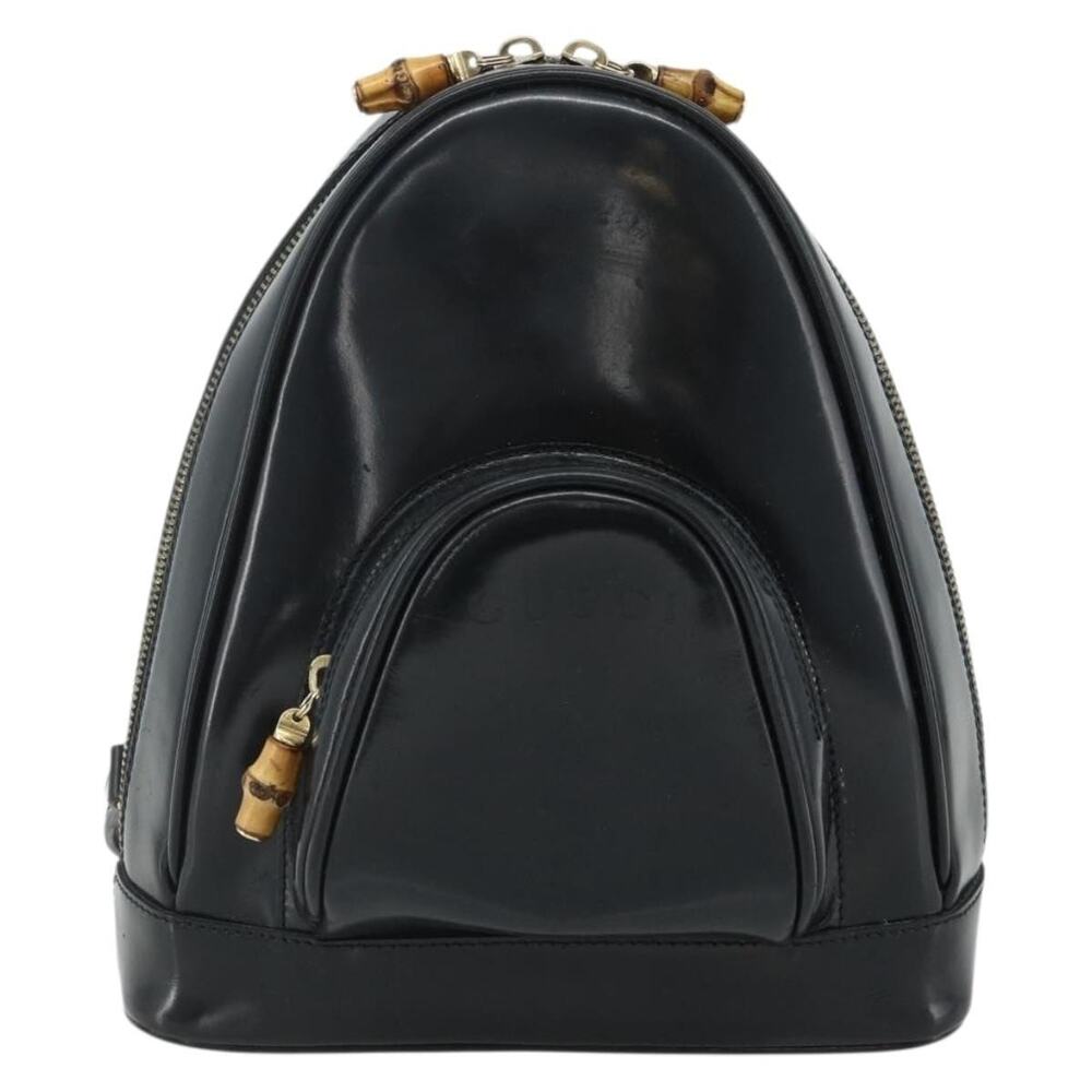 Gucci Bamboo Patent Leather Shoulder Bag Black
